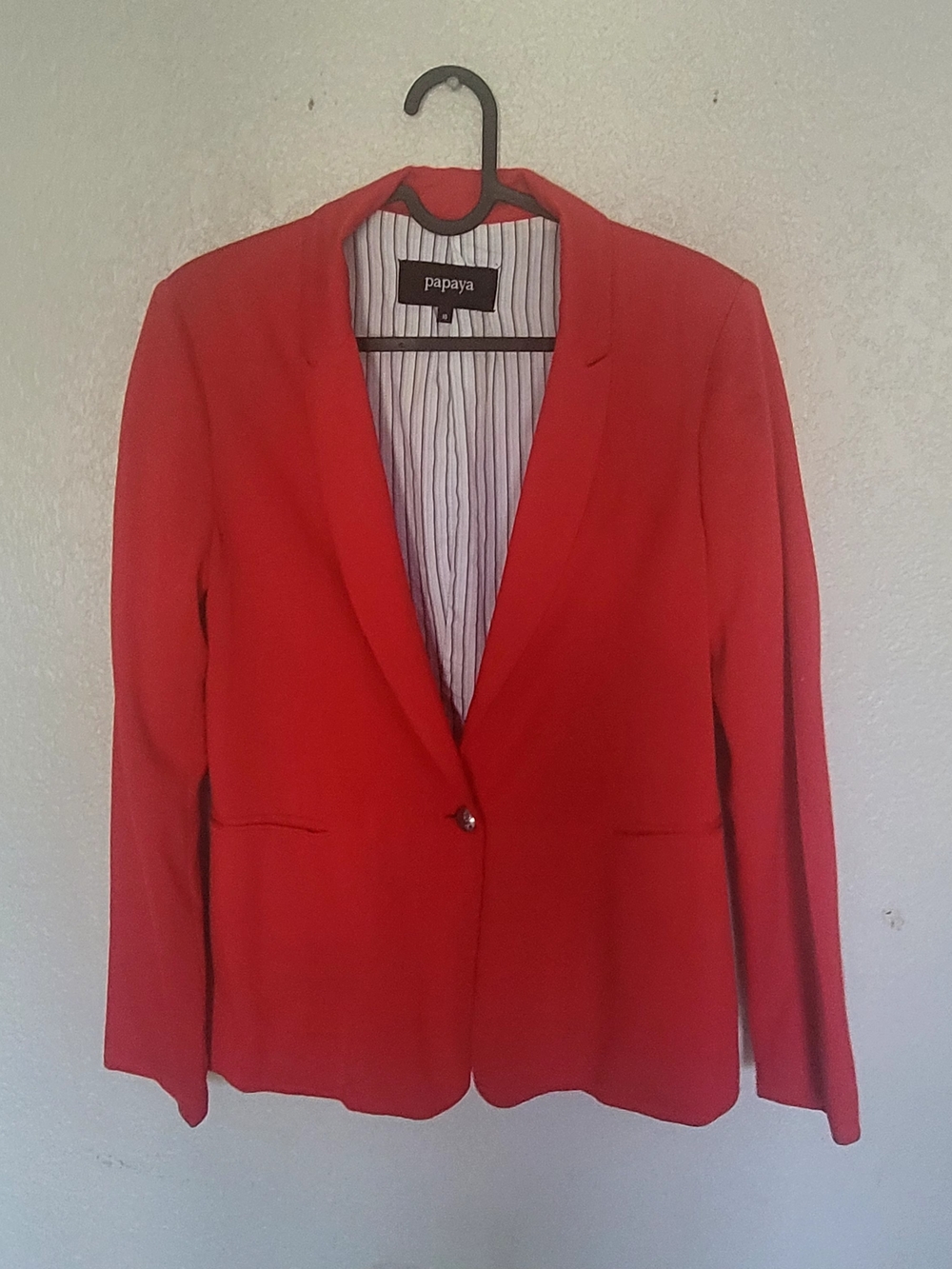 Papaya Red Single-Button Tailored Blazer